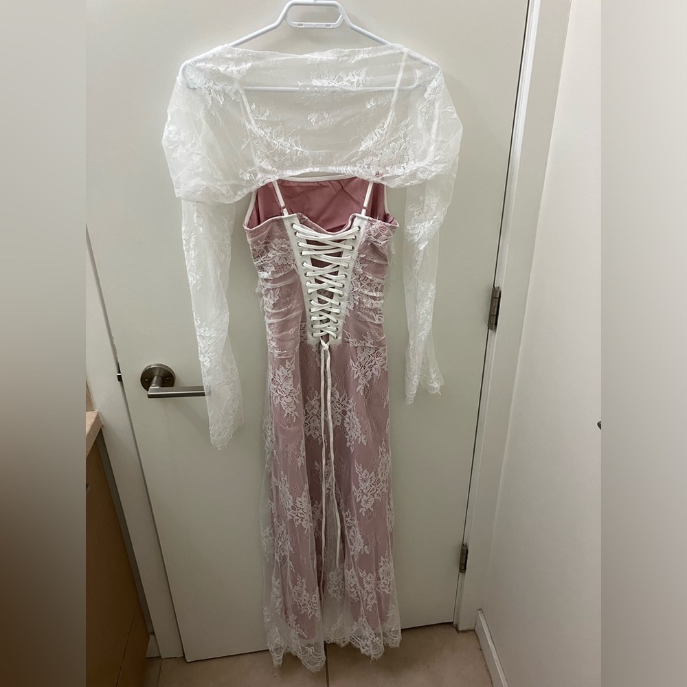 SALE | Lace ruched maxi dress NWT - Picture 3 of 4